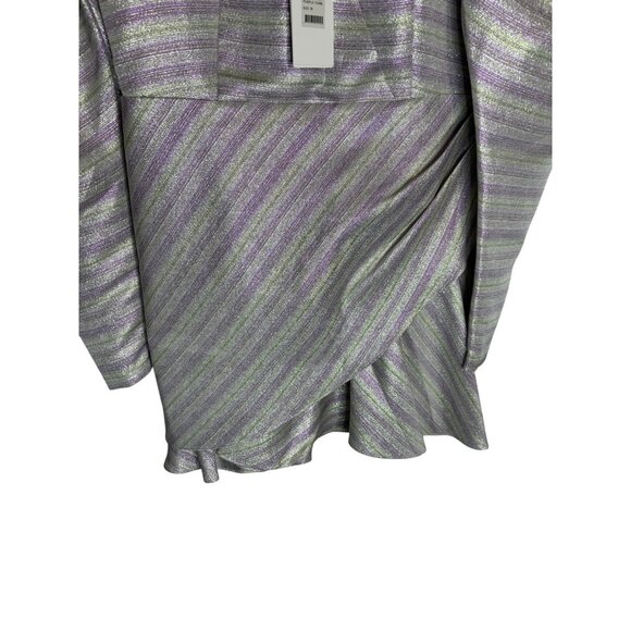 NWT ROTATE Wrap Effect Metallic Mini Dress Purple-sz 38 (US 8) - Picture 11 of 13